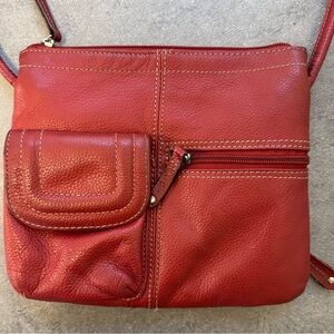 Tignanello Red Leather Crossbody Bag